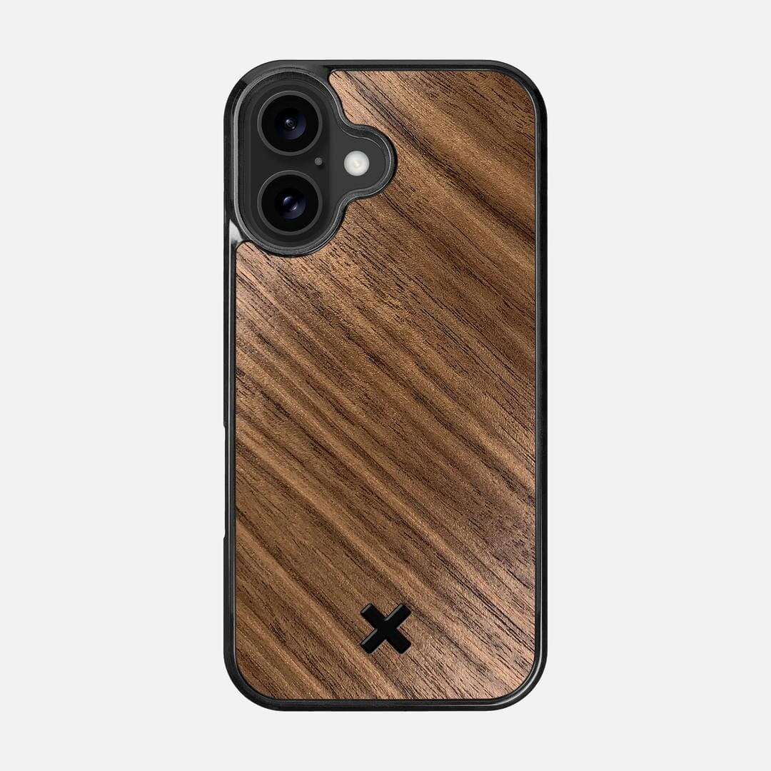 Walnut Pure Case for the Apple iPhone 16 featuring a Walnut Wood backer with the Keyway X Mark#Phone Model_iPhone 16
