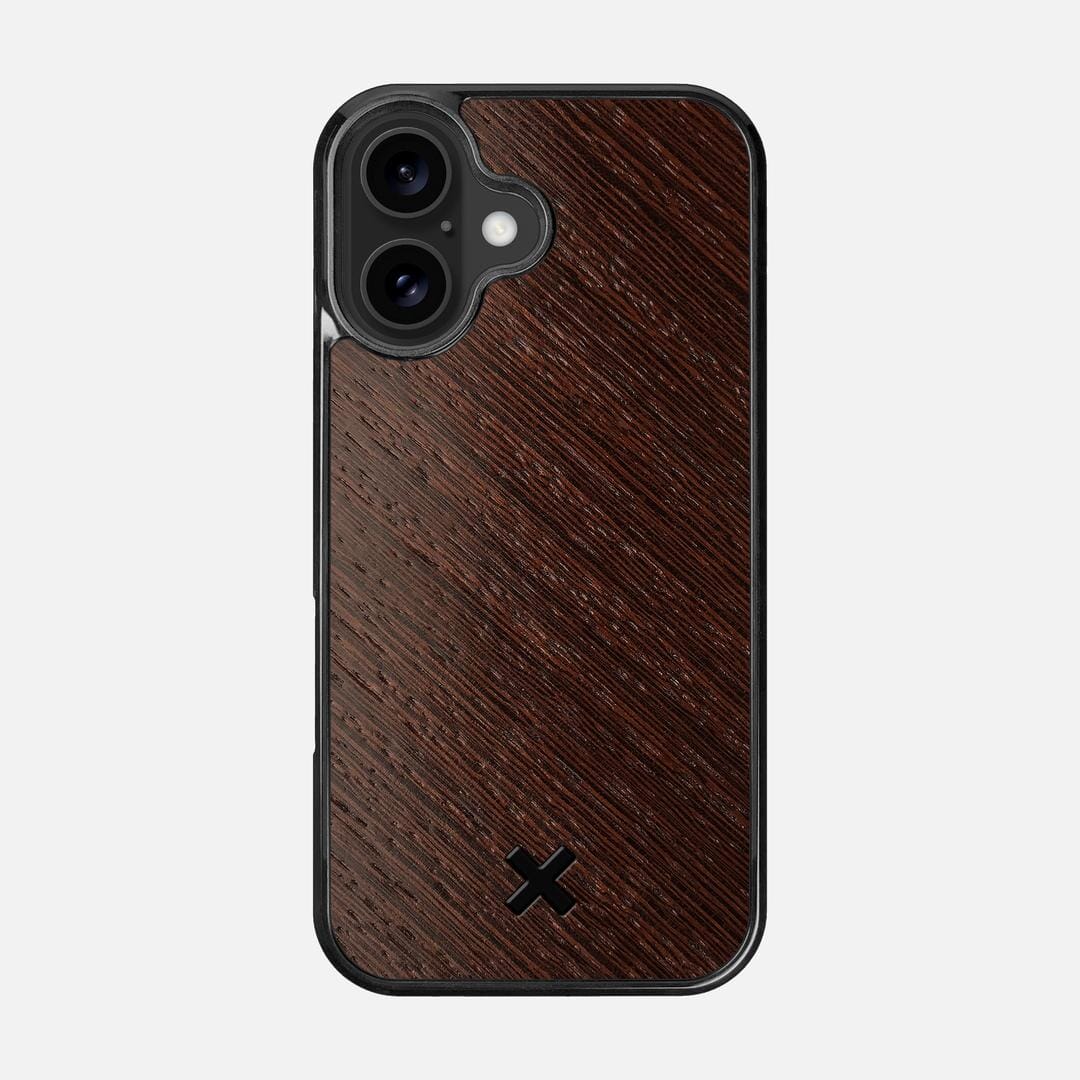 Wenge Pure Case for the Apple iPhone 16 featuring a Wenge Wood backer with the Keyway X Mark#Phone Model_iPhone 16