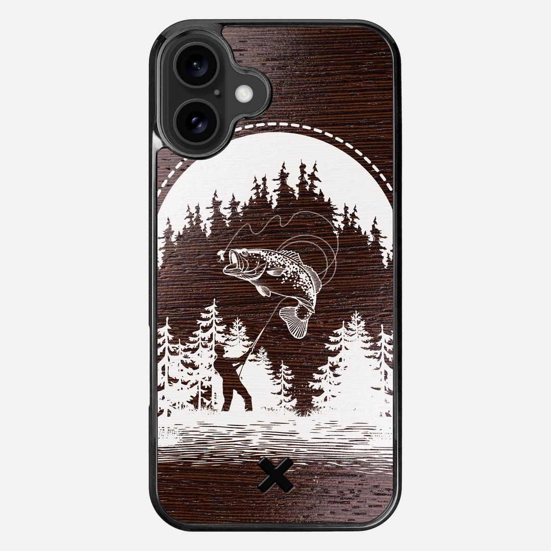Angler Case for the Apple iPhone 16 Plus featuring a UV Print and Wenge Wood backer with the Keyway X Mark#Phone Model_iPhone 16 Plus