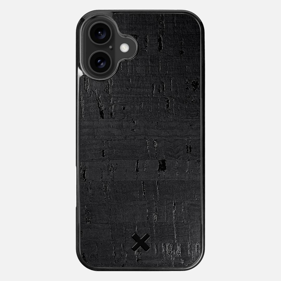 Black Cork Case for the Apple iPhone 16 Plus featuring a Genuine Cork backer with the Keyway X Mark#Phone Model_iPhone 16 Plus