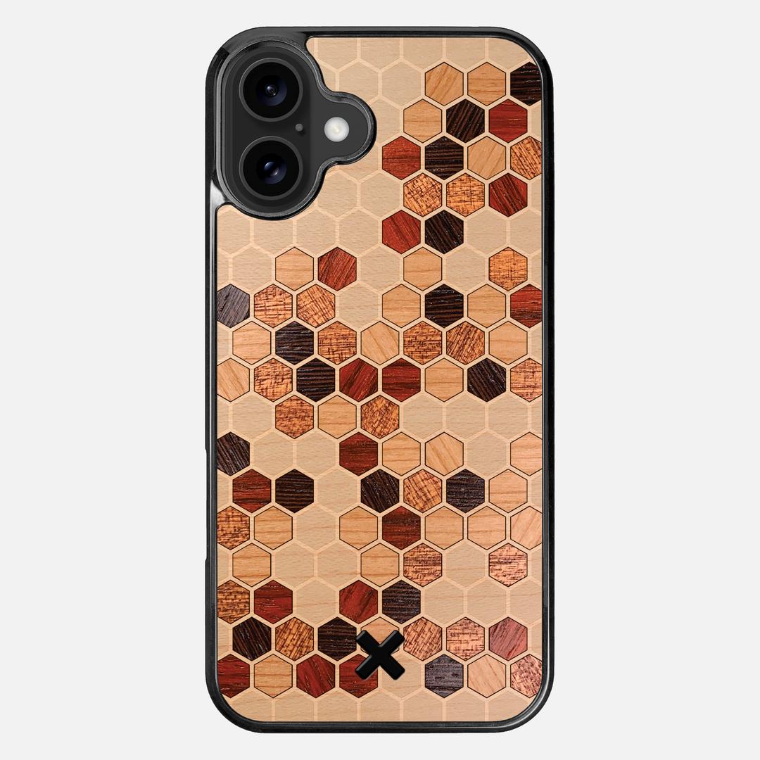Cellular Case for the Apple iPhone 16 Plus featuring a Maple, Cherry, Sapele, Padauk, and Wenge Wood backer with the Keyway X Mark#Phone Model_iPhone 16 Plus
