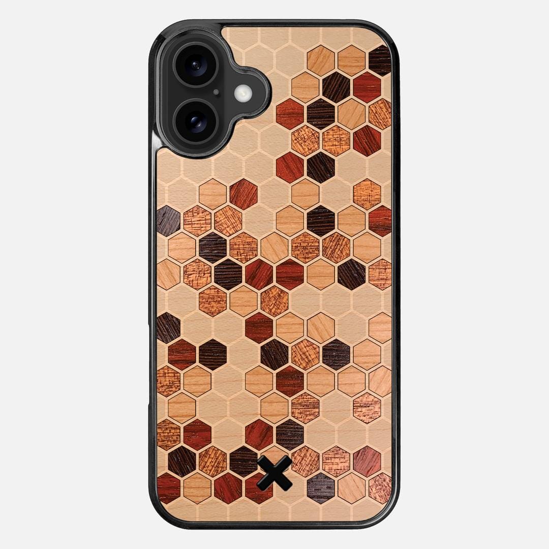 Cellular Case for the Apple iPhone 16 Plus featuring a Maple, Cherry, Sapele, Padauk, and Wenge Wood backer with the Keyway X Mark#Phone Model_iPhone 16 Plus