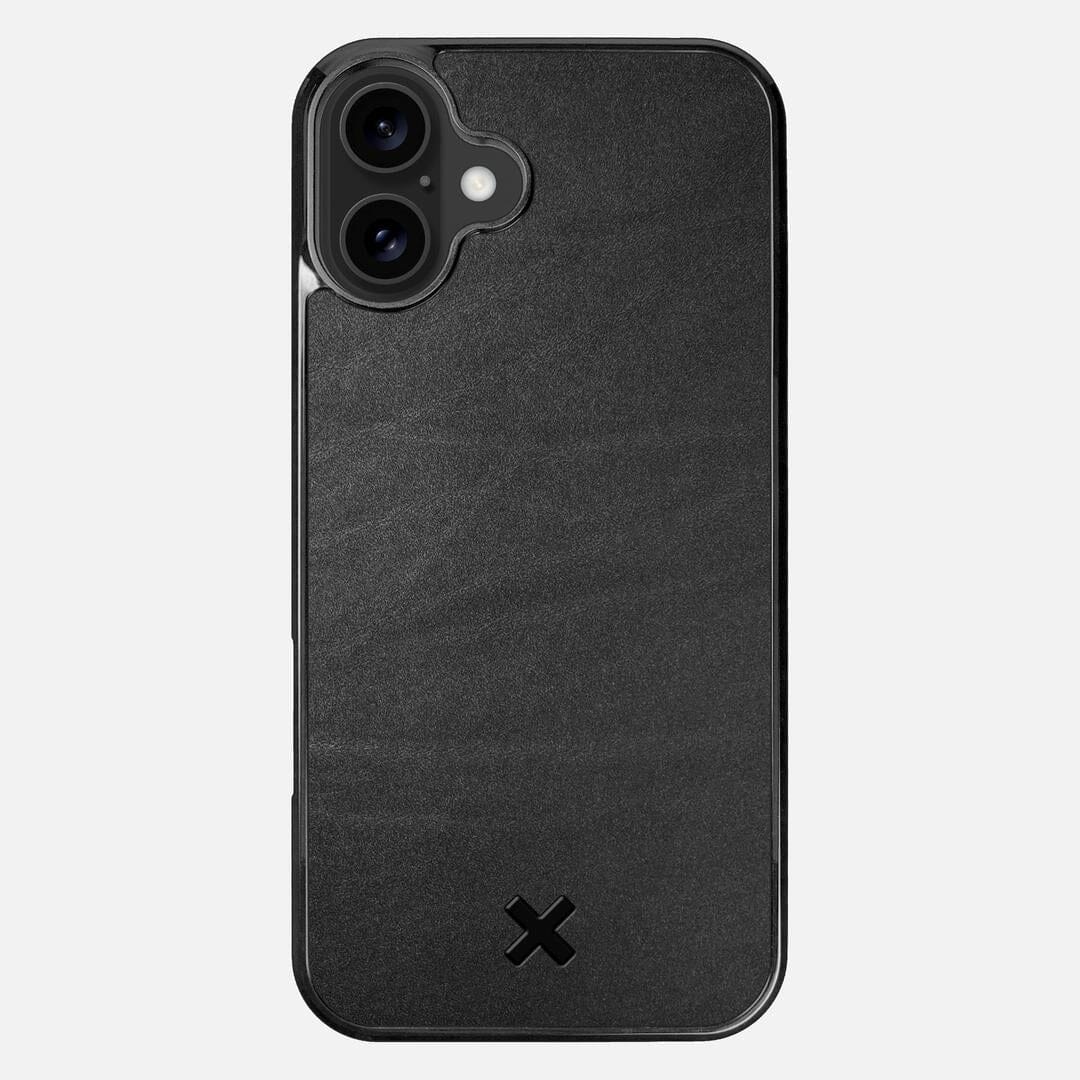 Charcoal Leather Case for the Apple iPhone 16 Plus featuring a Genuine Leather backer with the Keyway X Mark#Phone Model_iPhone 16 Plus