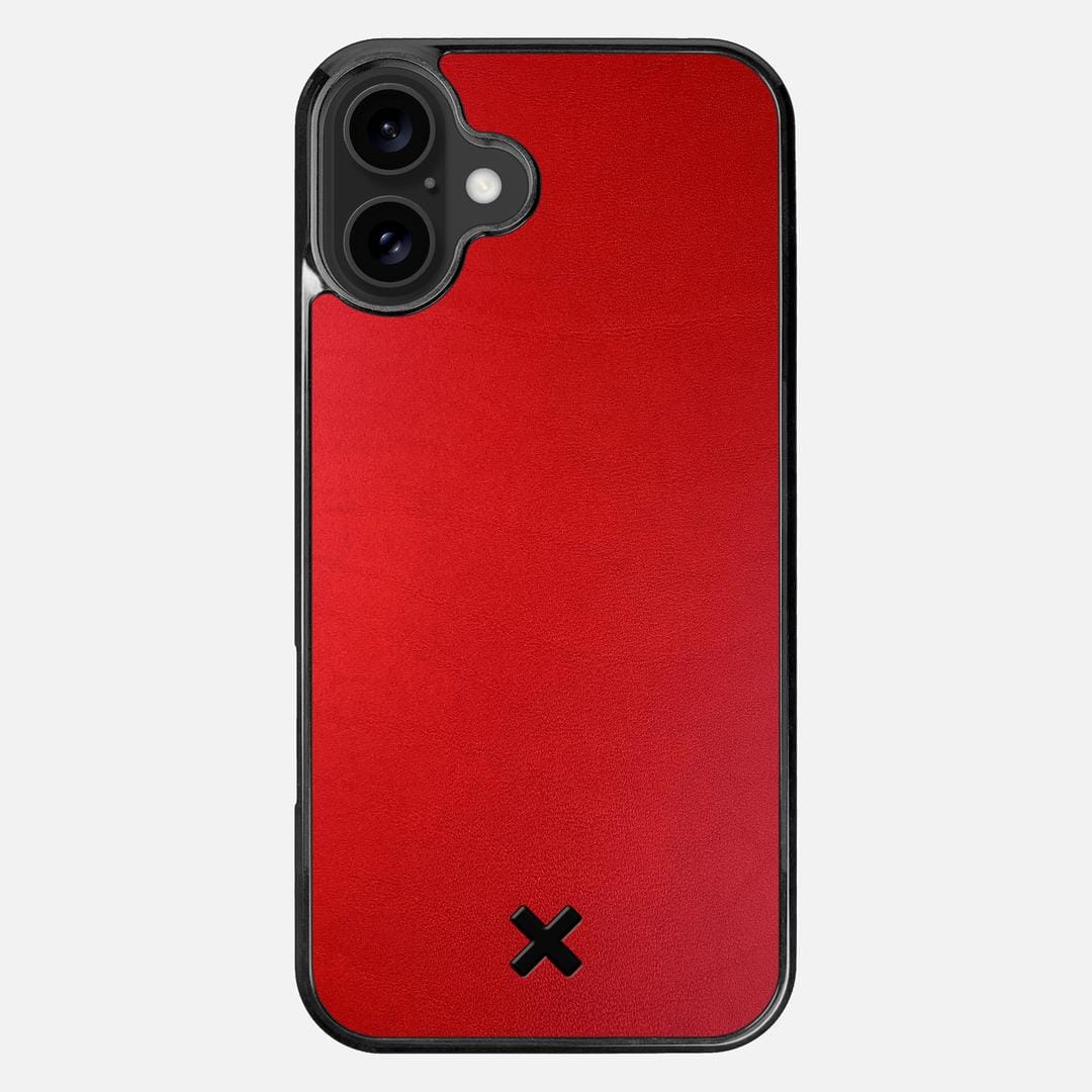 Crimson Leather Case for the Apple iPhone 16 Plus featuring a Genuine Leather backer with the Keyway X Mark#Phone Model_iPhone 16 Plus