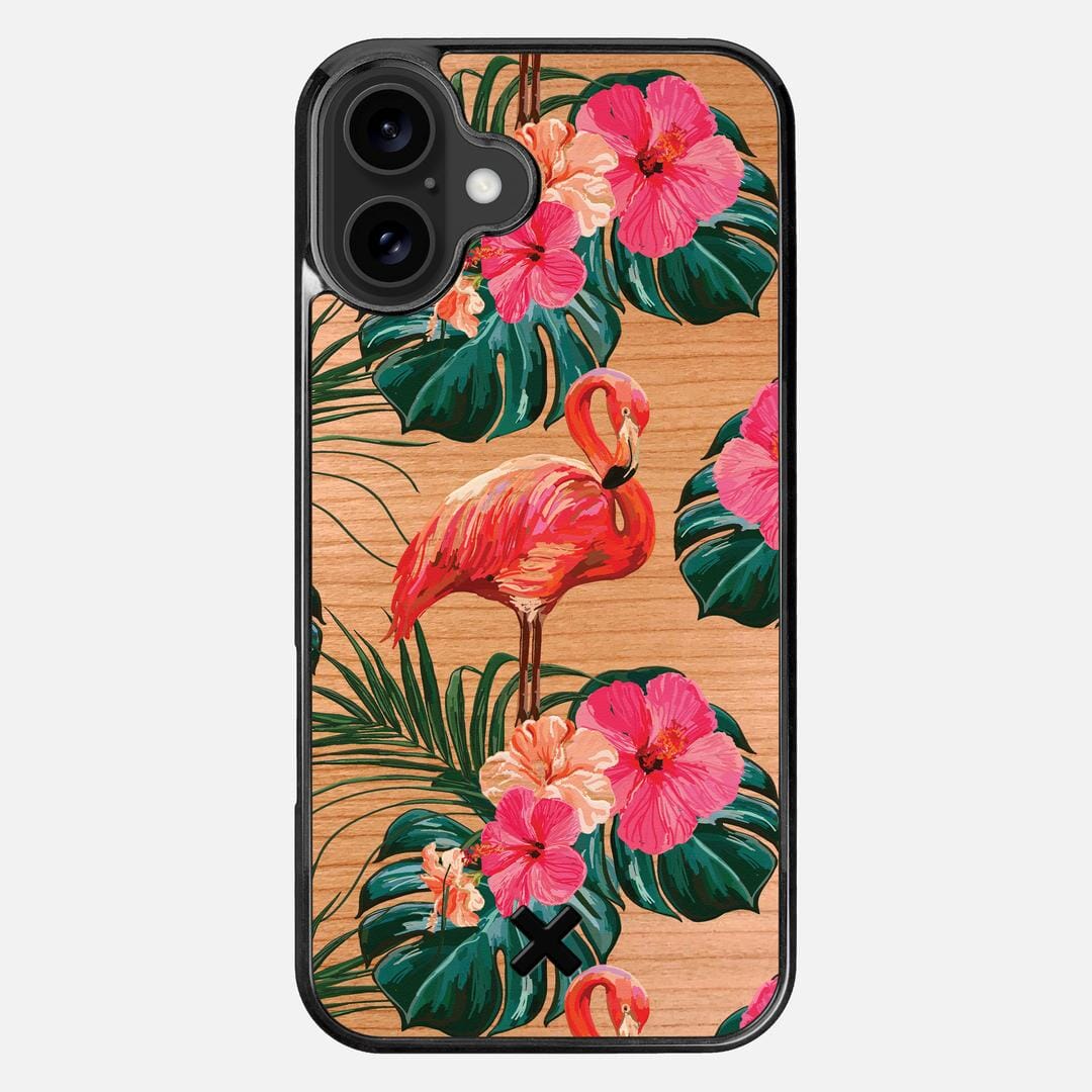 Flamingo Case for the Apple iPhone 16 Plus featuring a UV Printed Cherry Wood backer with the Keyway X Mark#Phone Model_iPhone 16 Plus