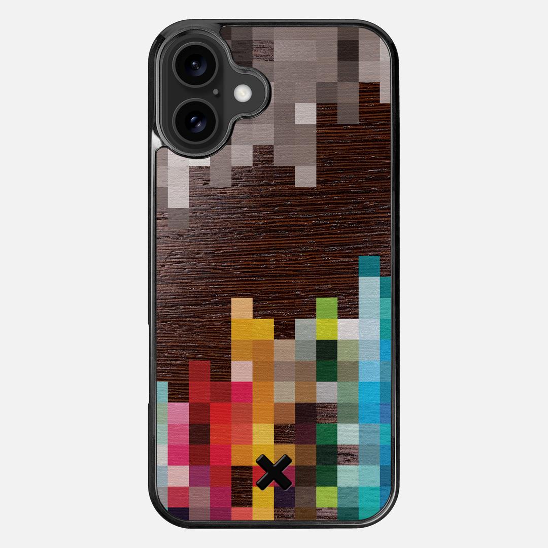 Pixelation Case for the Apple iPhone 16 Plus featuring a UV Printed Wenge Wood backer with the Keyway X Mark#Phone Model_iPhone 16 Plus