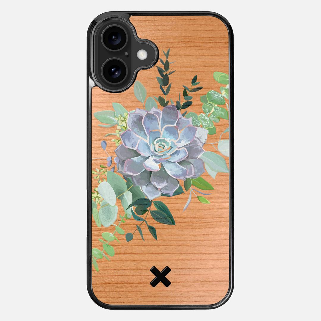 Pollux Case for the Apple iPhone 16 Plus featuring a UV Printed Cherry Wood backer with the Keyway X Mark#Phone Model_iPhone 16 Plus