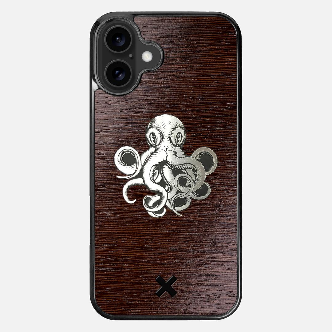 Prize Kraken Case for the Apple iPhone 16 Plus featuring an Engraved Silver and Wenge Wood backer with the Keyway X Mark#Phone Model_iPhone 16 Plus