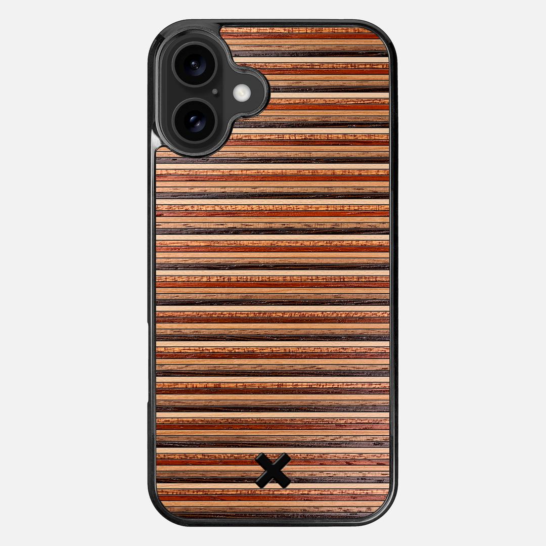 Strata Case for the Apple iPhone 16 Plus featuring a Maple, Sapele, Padauk, Cherry, Walnut, and Wenge Wood backer with the Keyway X Mark#Phone Model_iPhone 16 Plus