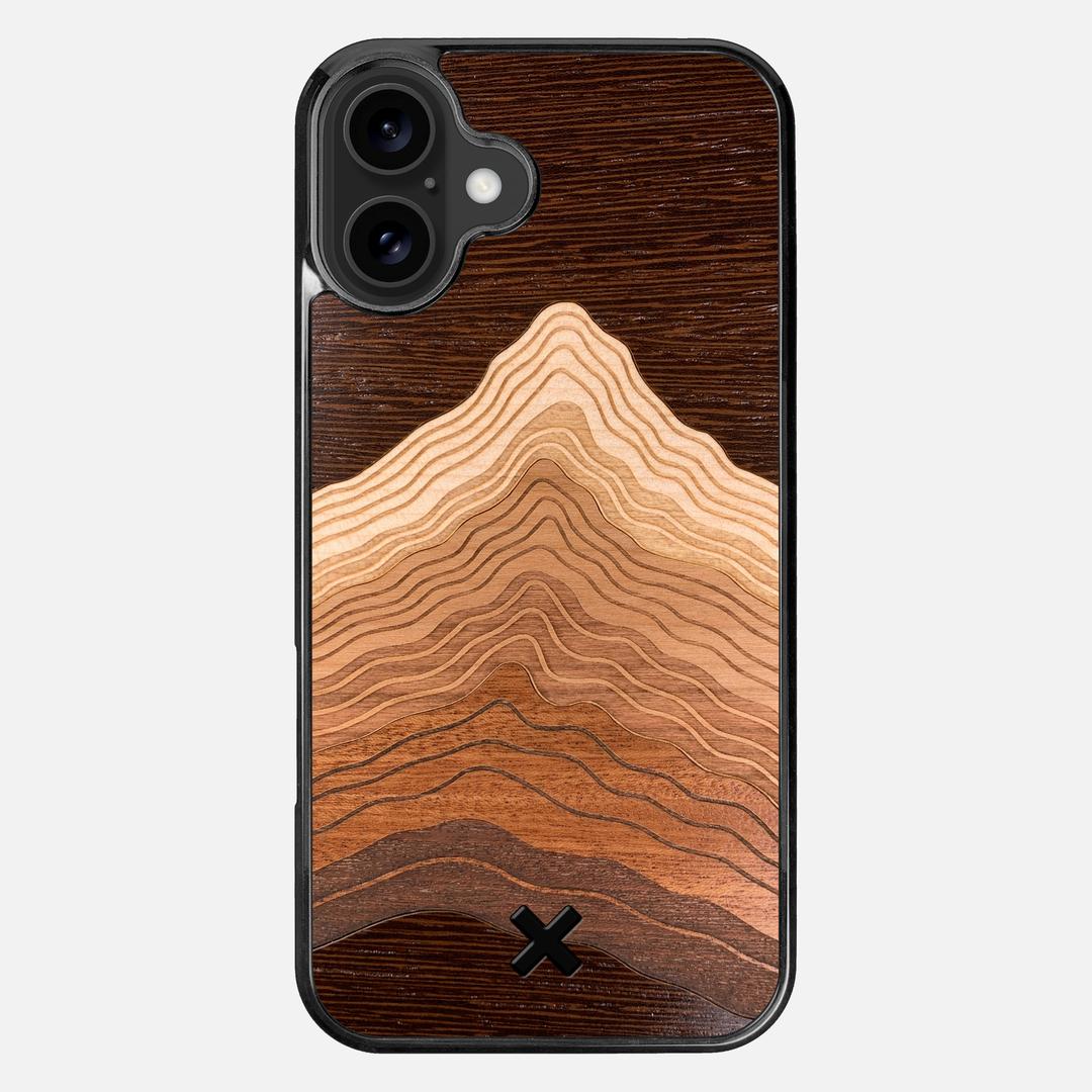 Summit Case for the Apple iPhone 16 Plus featuring a mountain of Wenge, Maple, Cherry, and Sapele Wood backer with the Keyway X Mark#Phone Model_iPhone 16 Plus