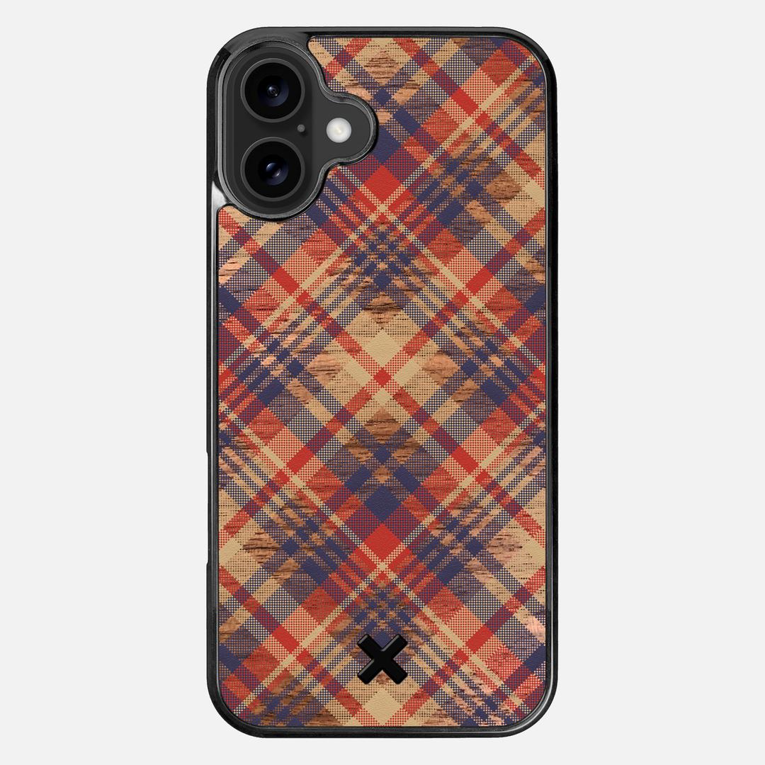 Tartan Case for the Apple iPhone 16 Plus featuring a UV Printed Walnut Wood backer with the Keyway X Mark#Phone Model_iPhone 16 Plus