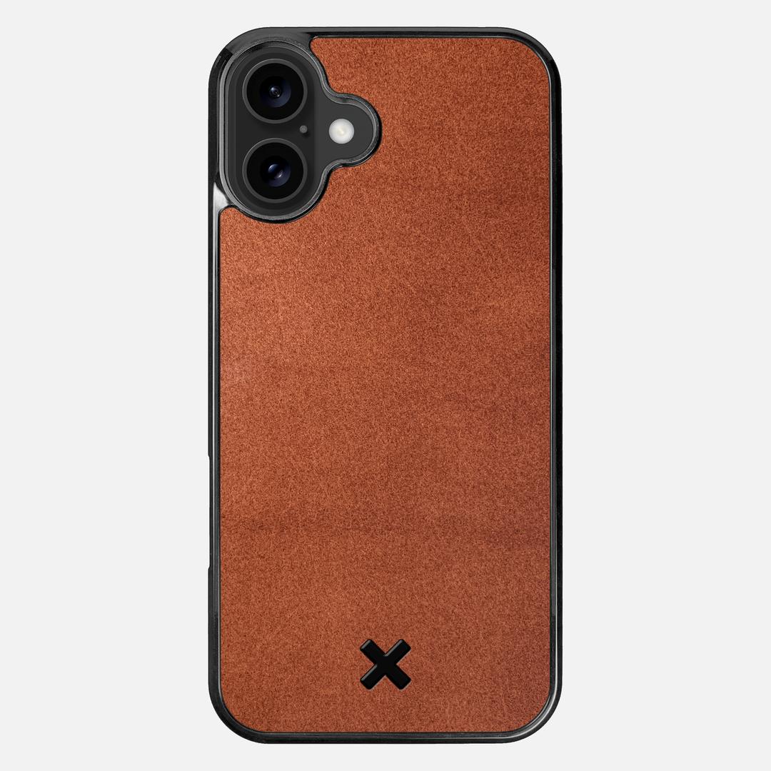 Whiskey Leather Case for the Apple iPhone 16 Plus featuring a Genuine Leather backer with the Keyway X Mark#Phone Model_iPhone 16 Plus