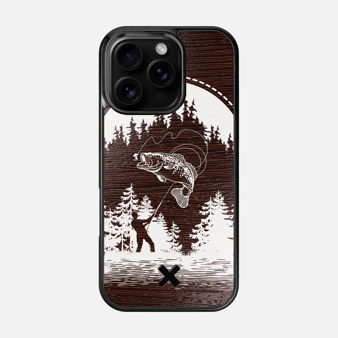 Angler Case for the Apple iPhone 16 Pro featuring a UV Print and Wenge Wood backer with the Keyway X Mark#Phone Model_iPhone 16 Pro