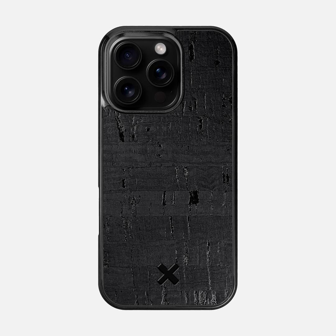 Black Cork Case for the Apple iPhone 16 Pro featuring a Genuine Cork backer with the Keyway X Mark#Phone Model_iPhone 16 Pro