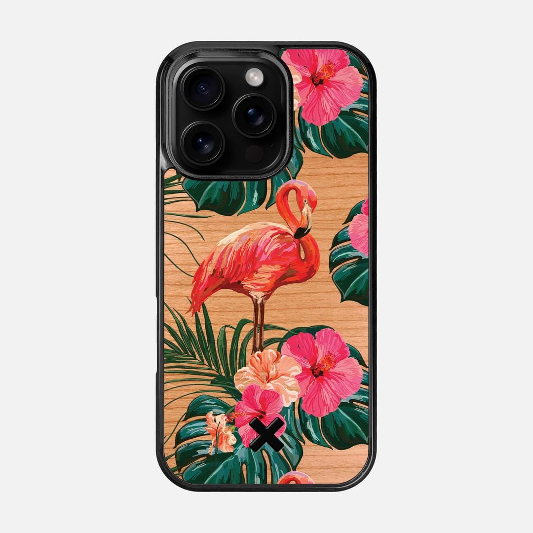 Flamingo Case for the Apple iPhone 16 Pro featuring a UV Printed Cherry Wood backer with the Keyway X Mark#Phone Model_iPhone 16 Pro