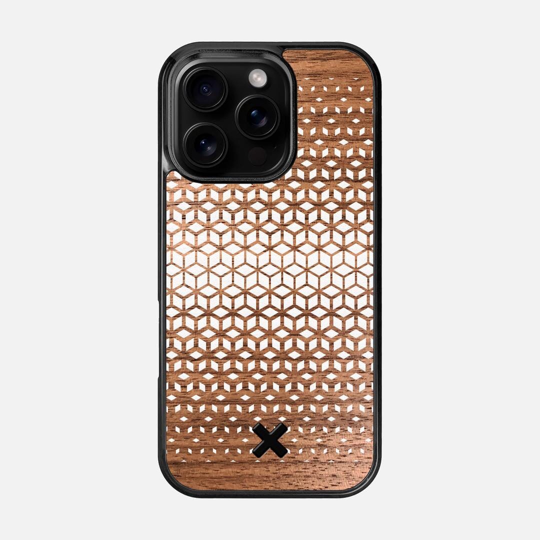 Geo Case for the Apple iPhone 16 Pro featuring a UV Printed Walnut Wood backer with the Keyway X Mark#Phone Model_iPhone 16 Pro
