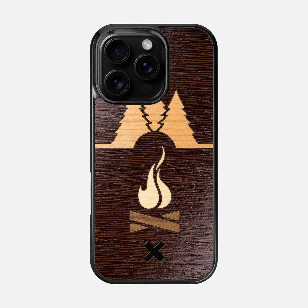 Nomad Case for the Apple iPhone 16 Pro featuring a Wenge, Cherry, Maple, and Walnut Wood backer with the Keyway X Mark#Phone Model_iPhone 16 Pro