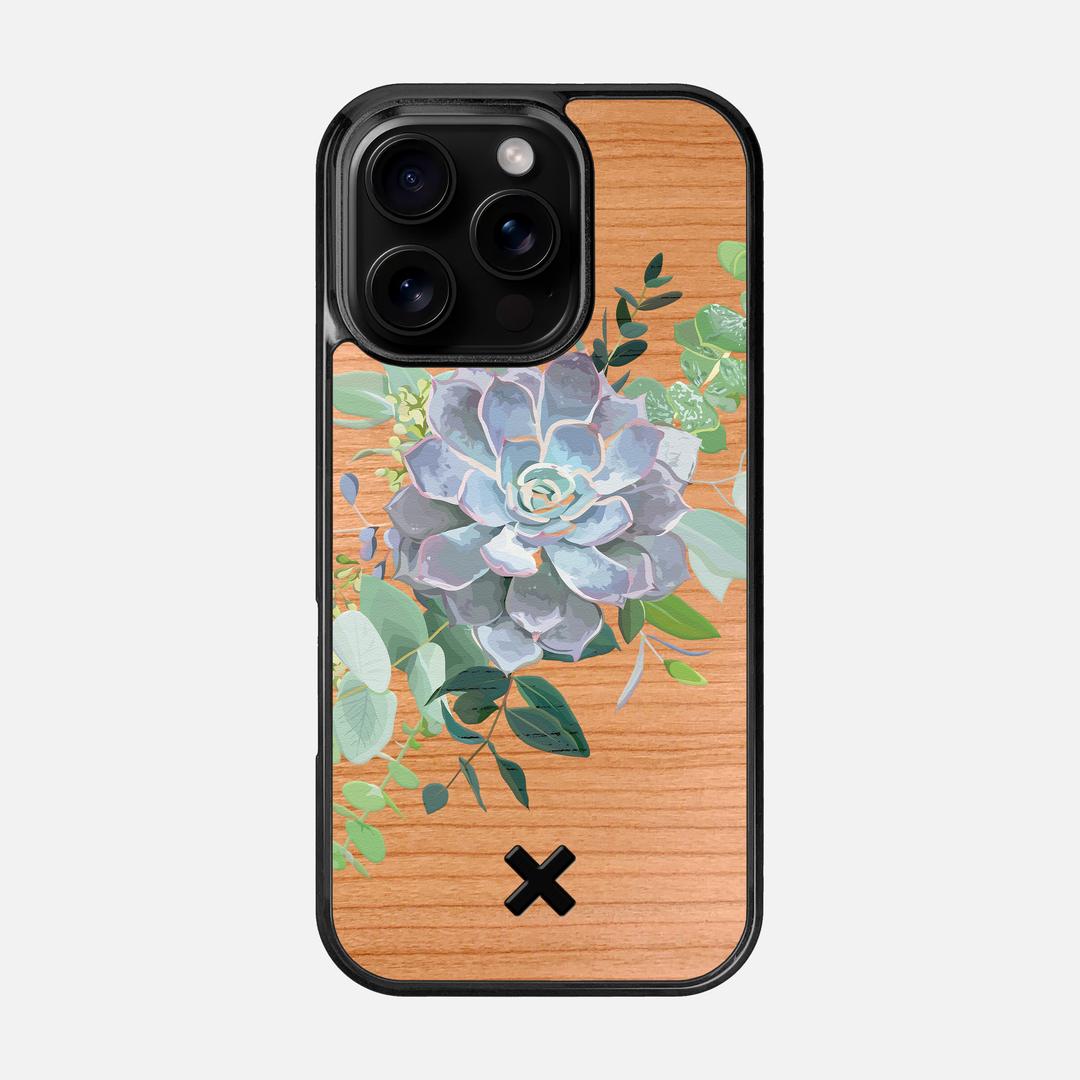 Pollux Case for the Apple iPhone 16 Pro featuring a UV Printed Cherry Wood backer with the Keyway X Mark#Phone Model_iPhone 16 Pro