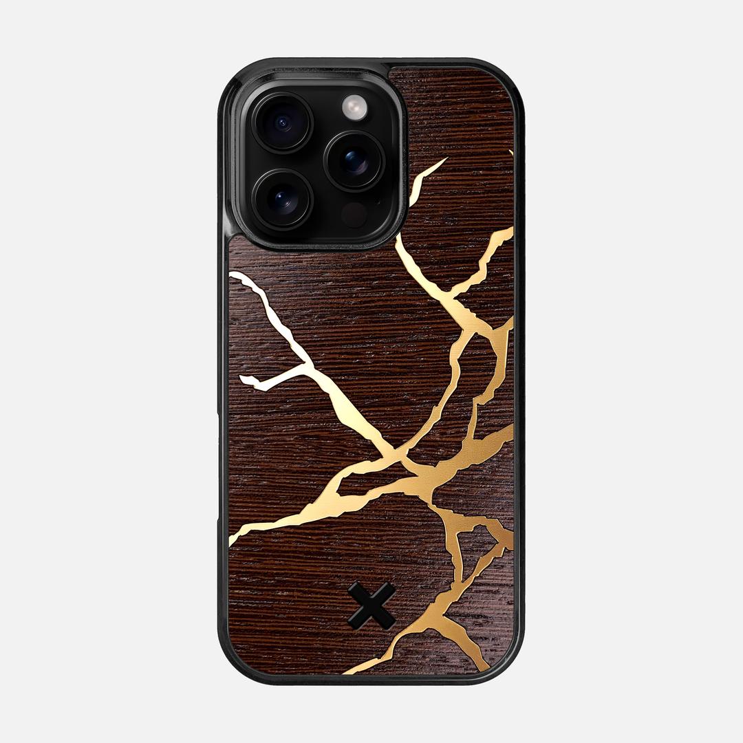 Restore Case for the Apple iPhone 16 Pro featuring a Gold and Wenge Wood backer with the Keyway X Mark#Phone Model_iPhone 16 Pro