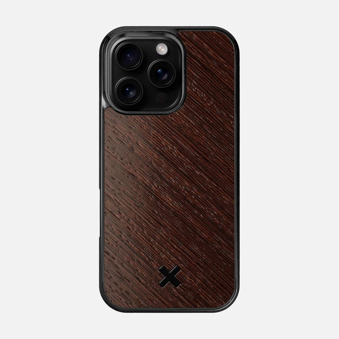 Wenge Pure Case for the Apple iPhone 16 Pro featuring a Wenge Wood backer with the Keyway X Mark#Phone Model_iPhone 16 Pro