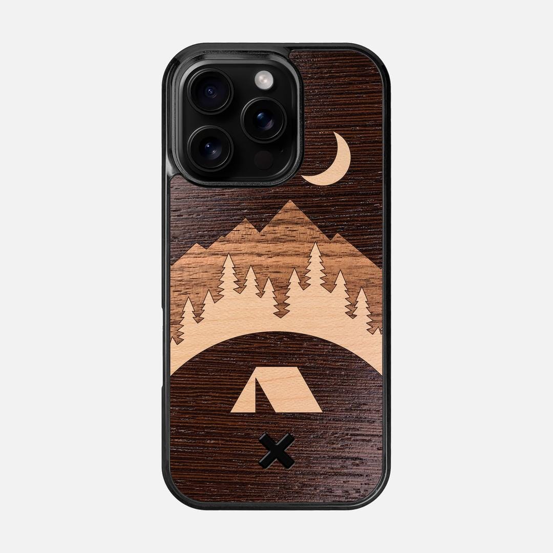 Woodland Case for the Apple iPhone 16 Pro featuring a Wenge, Maple, and Walnut Wood backer with the Keyway X Mark#Phone Model_iPhone 16 Pro