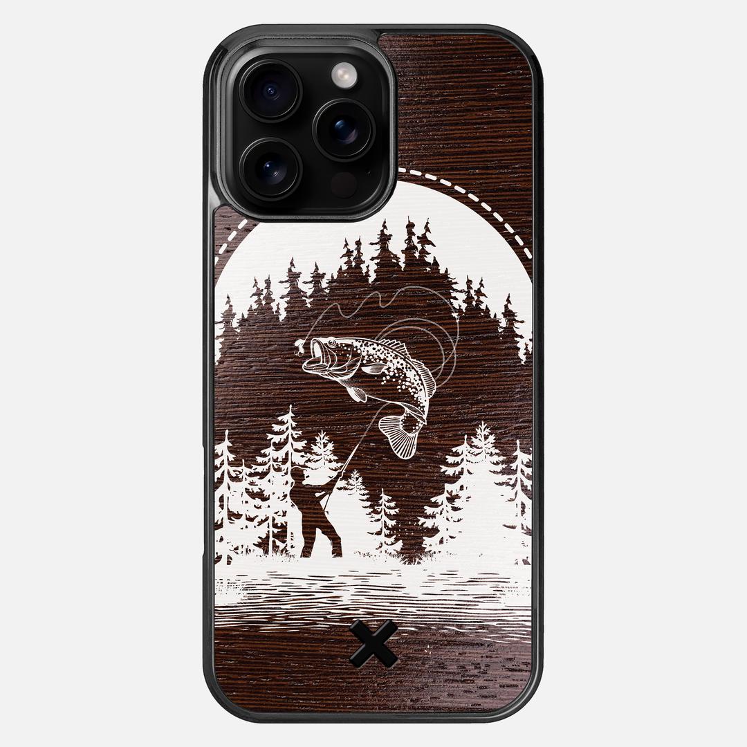 Angler Case for the Apple iPhone 16 Pro Max featuring a UV Print and Wenge Wood backer with the Keyway X Mark#Phone Model_iPhone 16 Pro Max