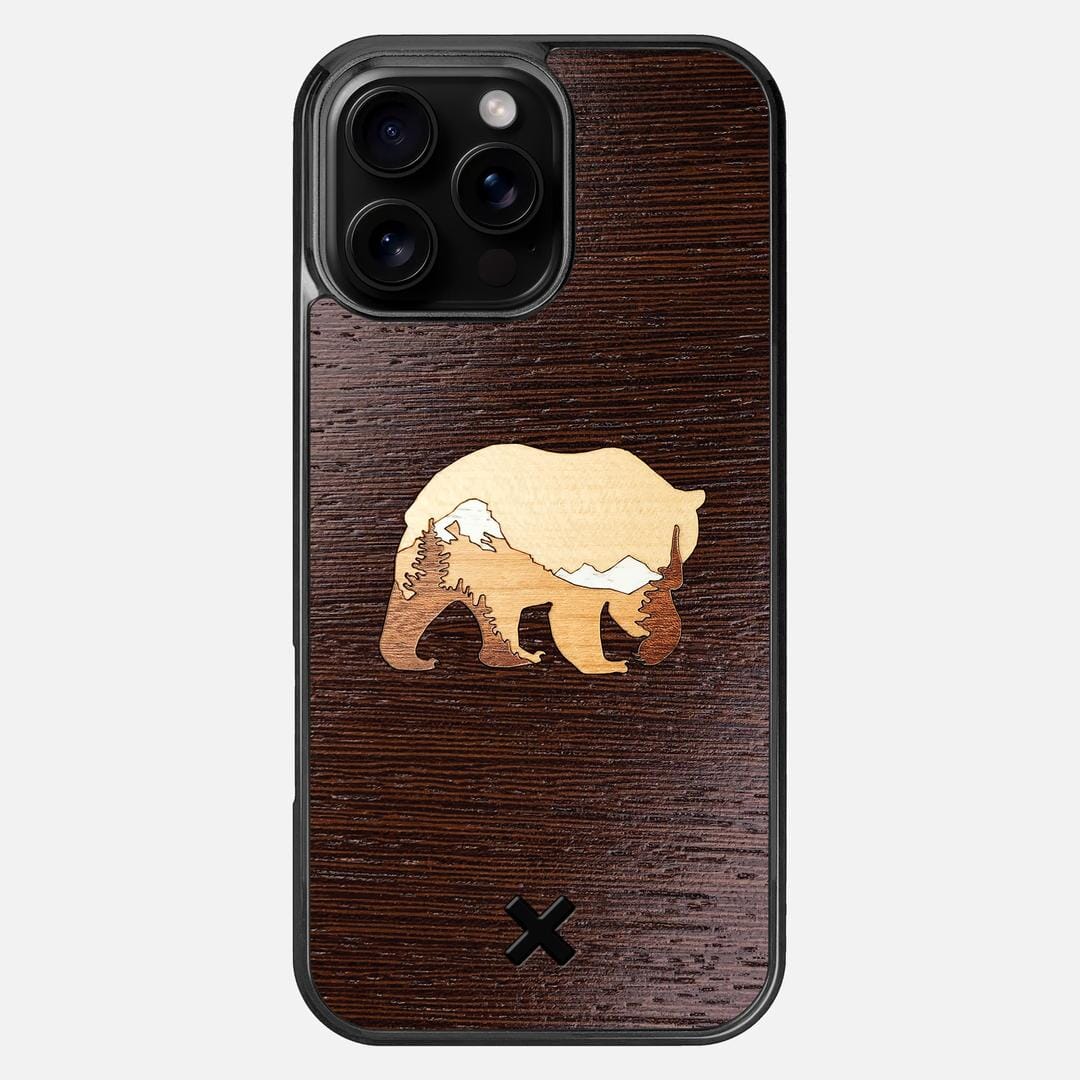 Bear Mountain Case for the Apple iPhone 16 Pro Max featuring a Wenge, Maple, Cherry, and Sapele Wood backer with the Keyway X Mark#Phone Model_iPhone 16 Pro Max