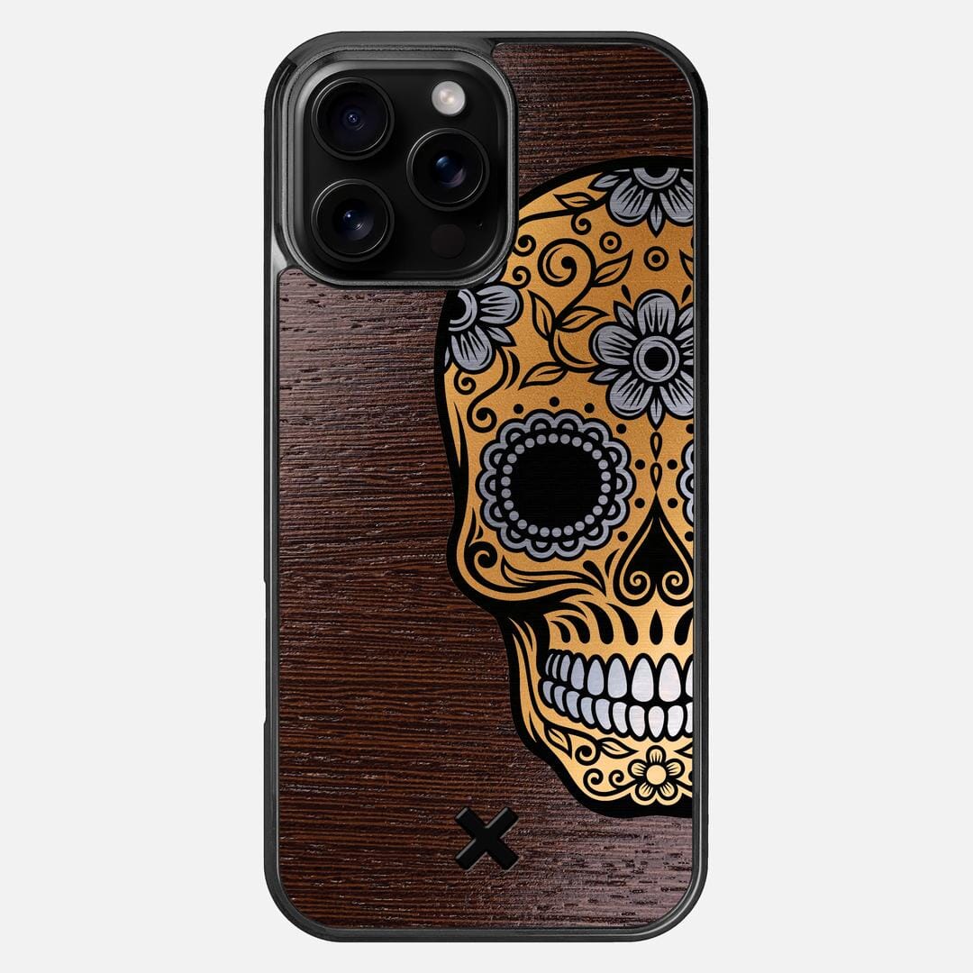 Calavera Case for the Apple iPhone 16 Pro Max featuring an Engraved Gold and Wenge Wood backer with the Keyway X Mark#Phone Model_iPhone 16 Pro Max