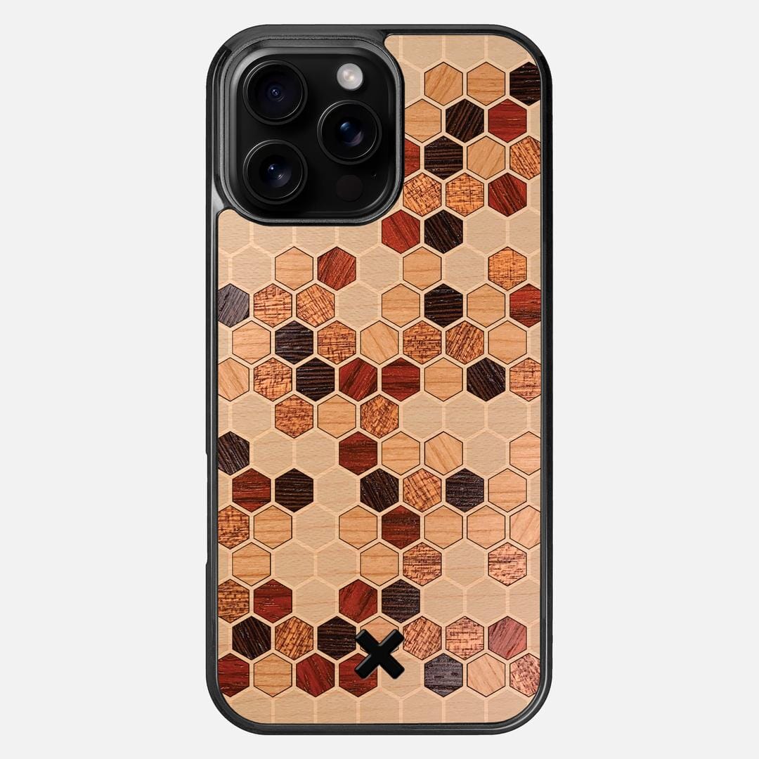 Cellular Case for the Apple iPhone 16 Pro Max featuring a Maple, Cherry, Sapele, Padauk, and Wenge Wood backer with the Keyway X Mark#Phone Model_iPhone 16 Pro Max