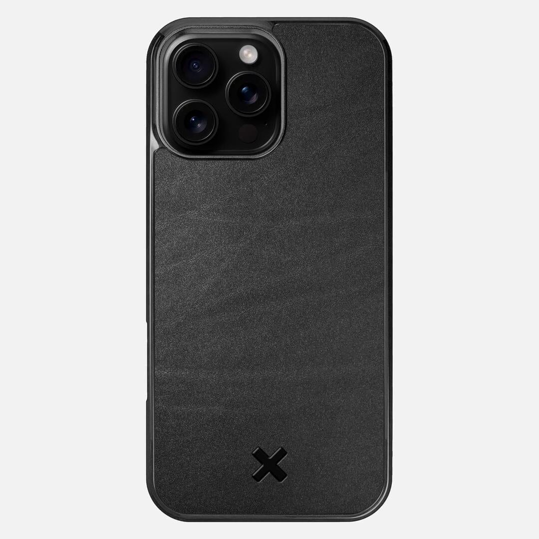 Charcoal Leather Case for the Apple iPhone 16 Pro Max featuring a Genuine Leather backer with the Keyway X Mark#Phone Model_iPhone 16 Pro Max