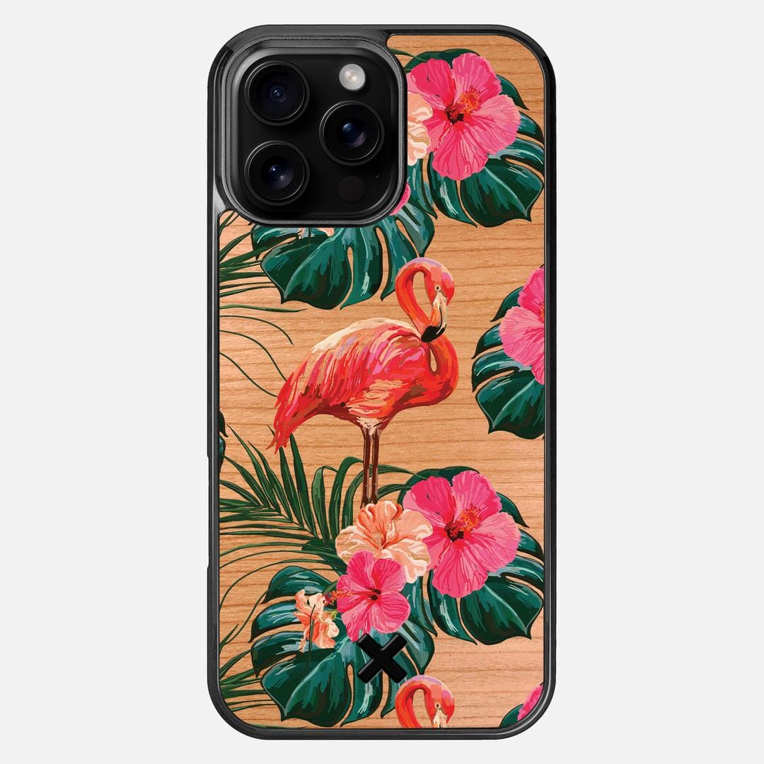 Flamingo Case for the Apple iPhone 16 Pro Max featuring a UV Printed Cherry Wood backer with the Keyway X Mark#Phone Model_iPhone 16 Pro Max