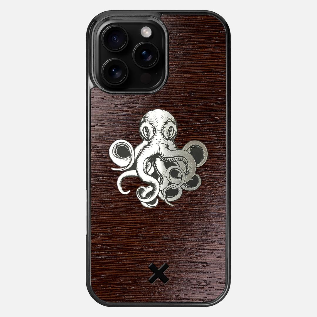 Prize Kraken Case for the Apple iPhone 16 Pro Max featuring an Engraved Silver and Wenge Wood backer with the Keyway X Mark#Phone Model_iPhone 16 Pro Max