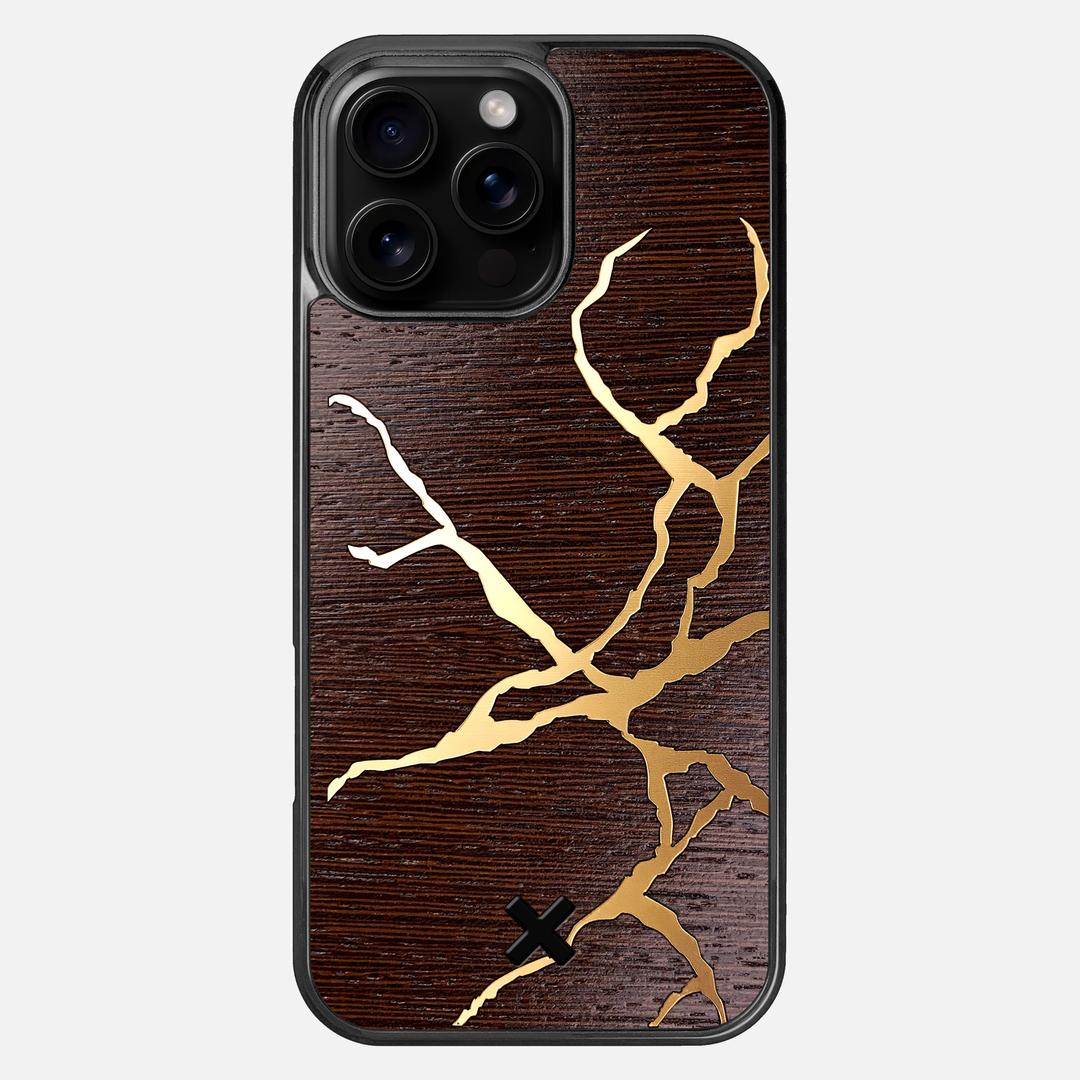 Restore Case for the Apple iPhone 16 Pro Max featuring a Gold and Wenge Wood backer with the Keyway X Mark#Phone Model_iPhone 16 Pro Max