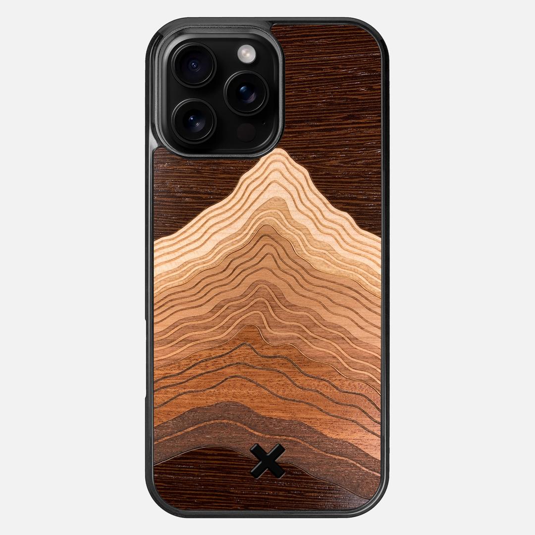 Summit Case for the Apple iPhone 16 Pro Max featuring a mountain of Wenge, Maple, Cherry, and Sapele Wood backer with the Keyway X Mark#Phone Model_iPhone 16 Pro Max