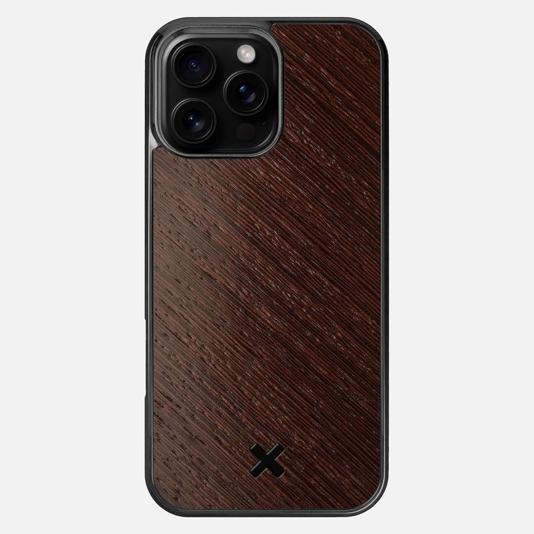 Wenge Pure Case for the Apple iPhone 16 Pro Max featuring a Wenge Wood backer with the Keyway X Mark#Phone Model_iPhone 16 Pro Max