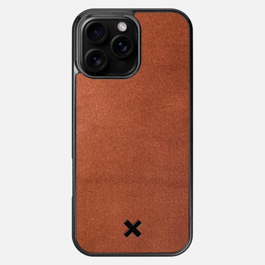 Whiskey Leather Case for the Apple iPhone 16 Pro Max featuring a Genuine Leather backer with the Keyway X Mark#Phone Model_iPhone 16 Pro Max