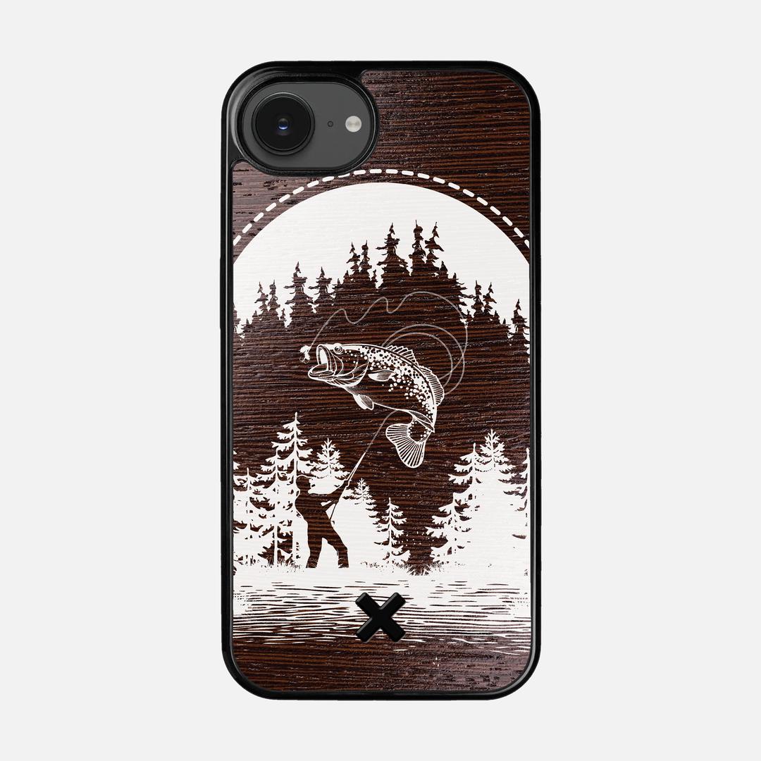 Angler Case for the Apple iPhone 16e featuring a UV Print and Wenge Wood backer with the Keyway X Mark#Phone Model_iPhone 16e