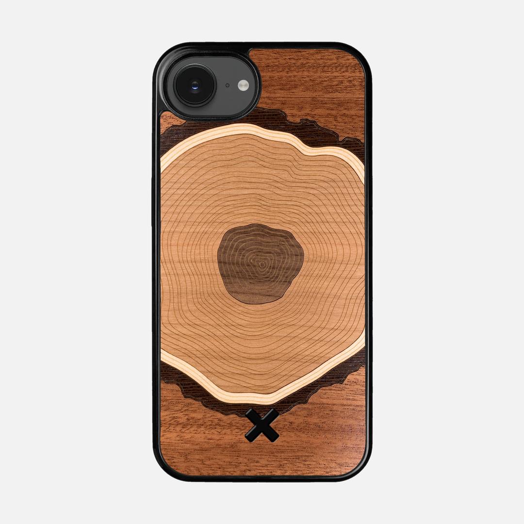 Arbor Case for the Apple iPhone 16e featuring a Sapele, Wenge, Maple, Cherry, and Walnut Wood backer with the Keyway X Mark#Phone Model_iPhone 16e