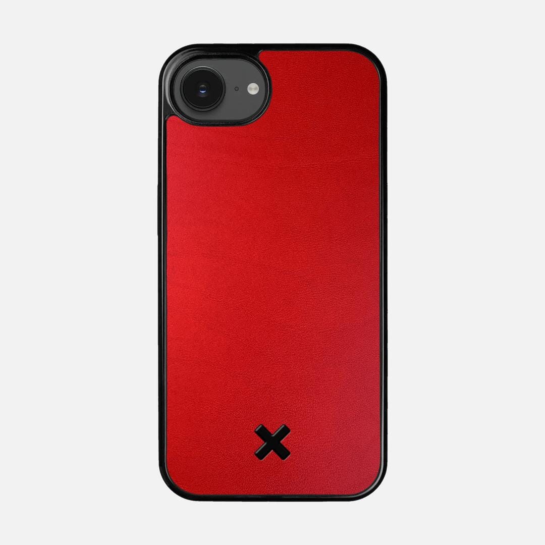 Crimson Leather Case for the Apple iPhone 16e featuring a Genuine Leather backer with the Keyway X Mark#Phone Model_iPhone 16e