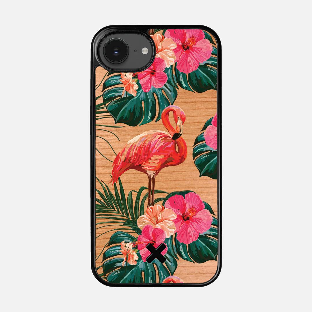 Flamingo Case for the Apple iPhone 16e featuring a UV Printed Cherry Wood backer with the Keyway X Mark#Phone Model_iPhone 16e
