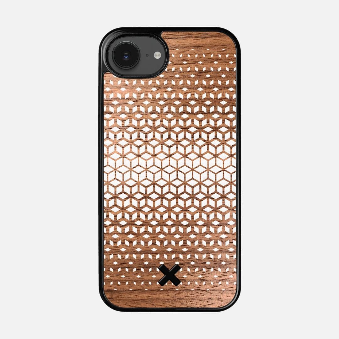 Geo Case for the Apple iPhone 16e featuring a UV Printed Walnut Wood backer with the Keyway X Mark#Phone Model_iPhone 16e