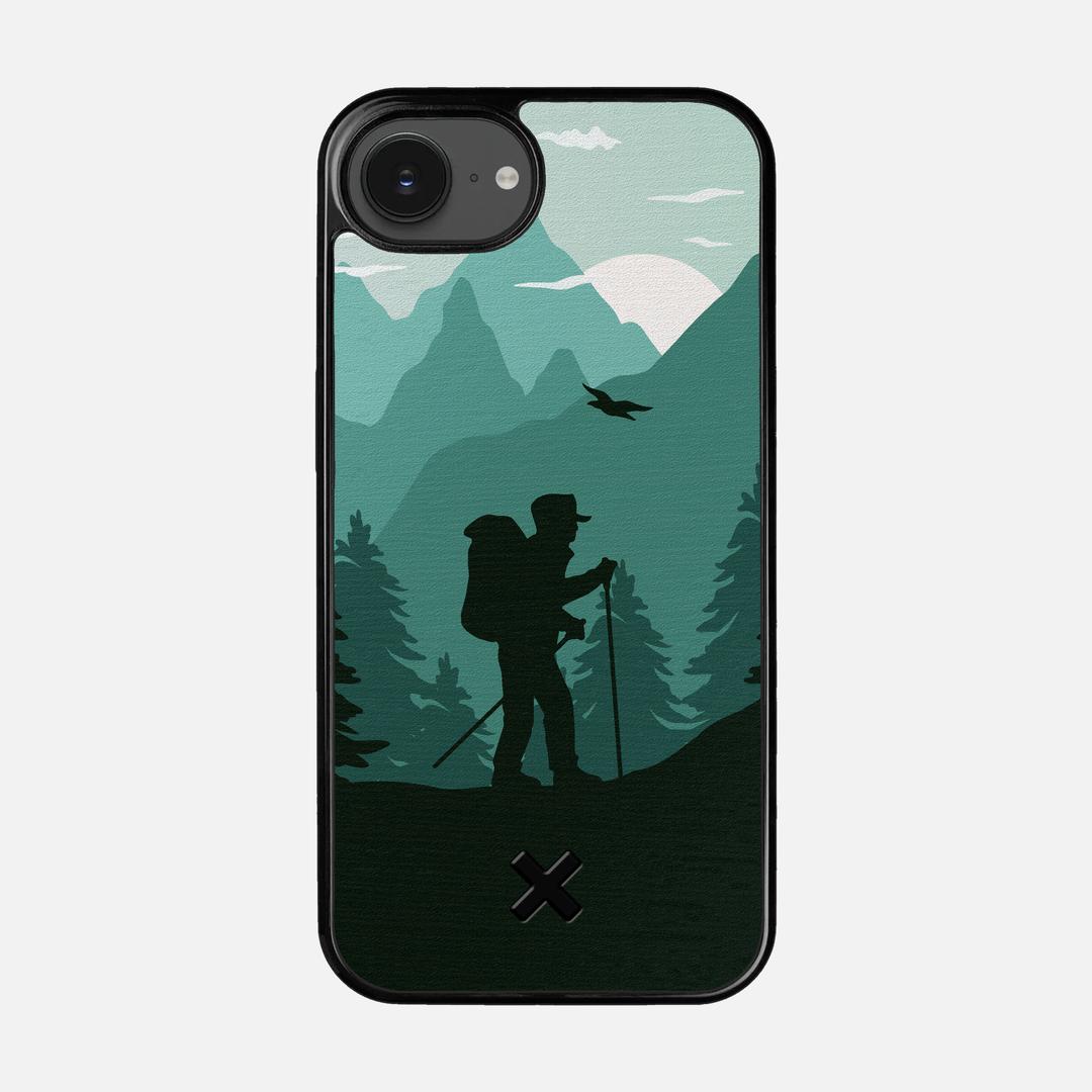 Hiker Case for the Apple iPhone 16e featuring a UV Printed Wenge Wood backer with the Keyway X Mark#Phone Model_iPhone 16e