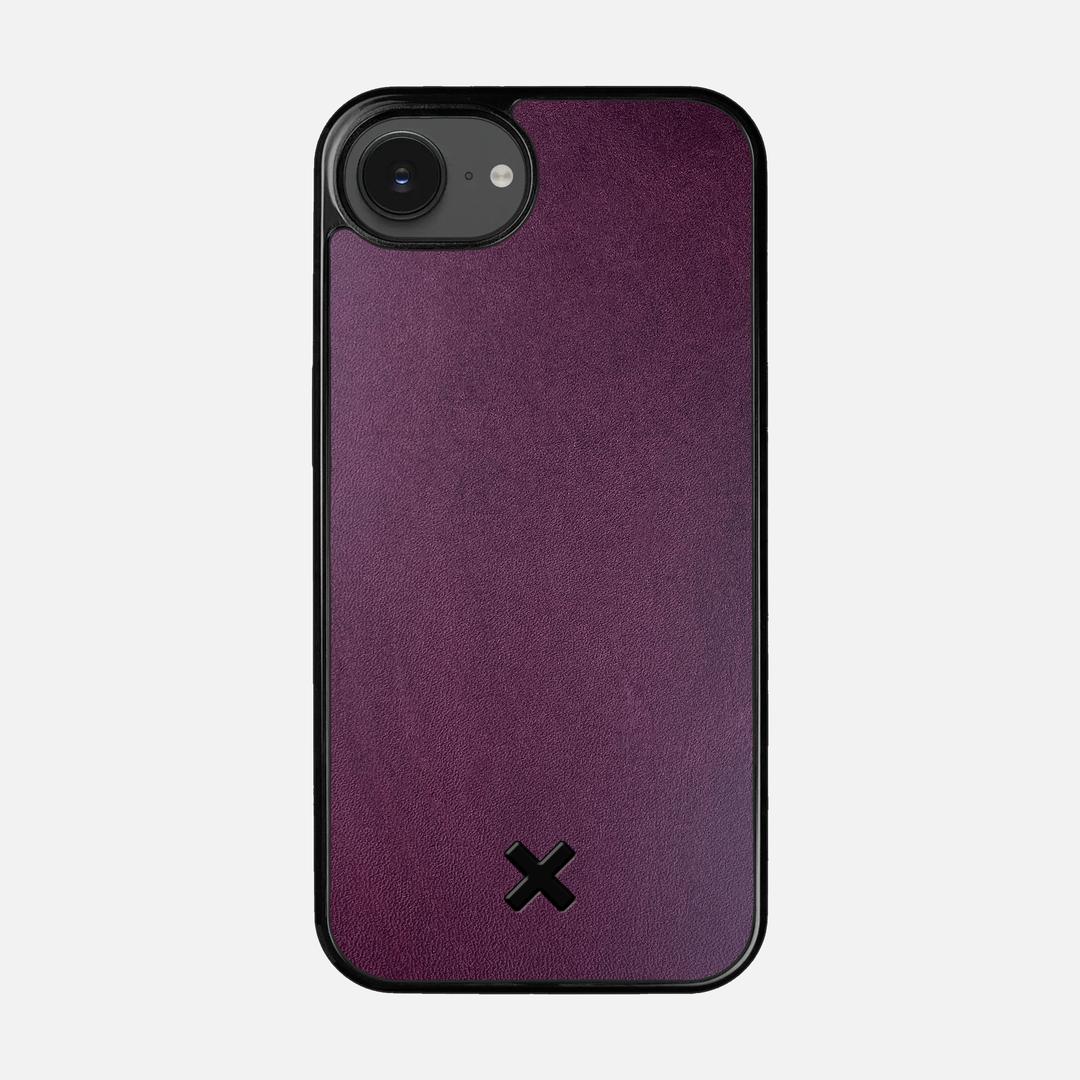Plum Leather Case for the Apple iPhone 16e featuring a Genuine Leather backer with the Keyway X Mark#Phone Model_iPhone 16e