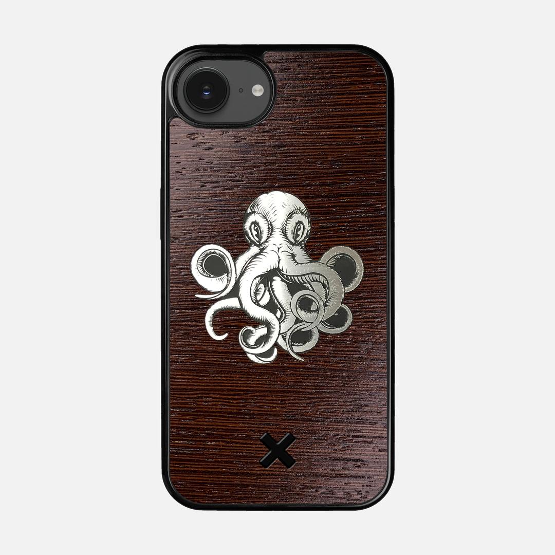 Prize Kraken Case for the Apple iPhone 16e featuring an Engraved Silver and Wenge Wood backer with the Keyway X Mark#Phone Model_iPhone 16e