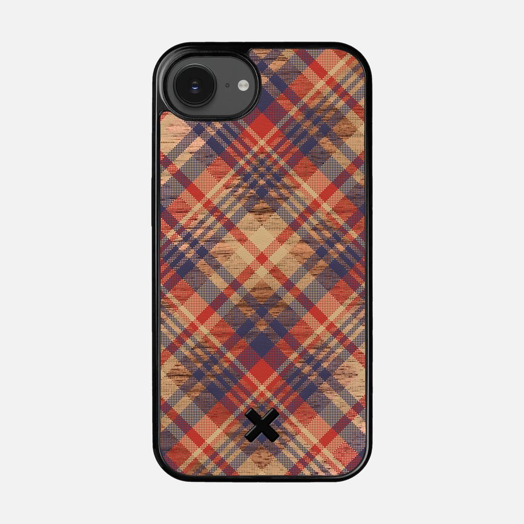 Tartan Case for the Apple iPhone 16e featuring a UV Printed Walnut Wood backer with the Keyway X Mark#Phone Model_iPhone 16e