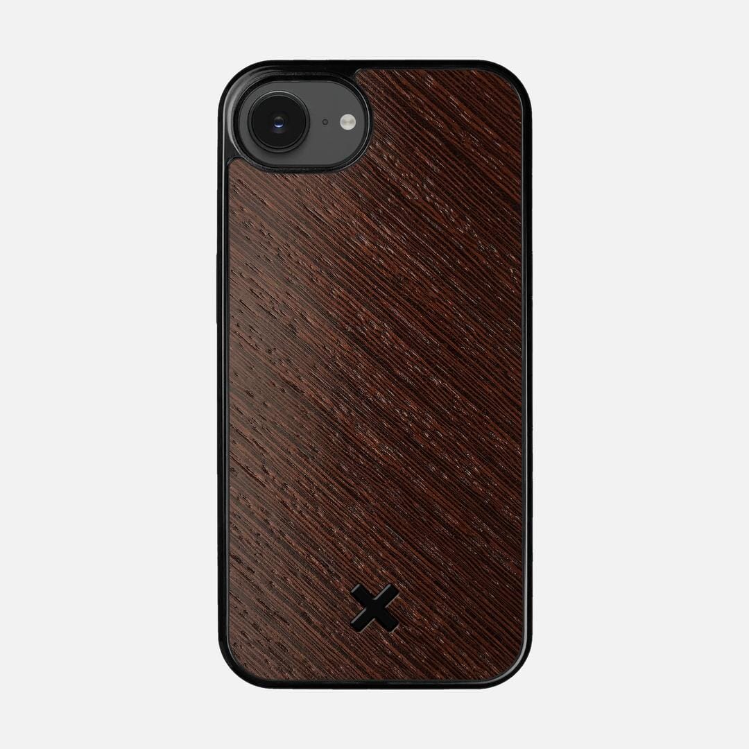 Wenge Pure Case for the Apple iPhone 16e featuring a Wenge Wood backer with the Keyway X Mark#Phone Model_iPhone 16e