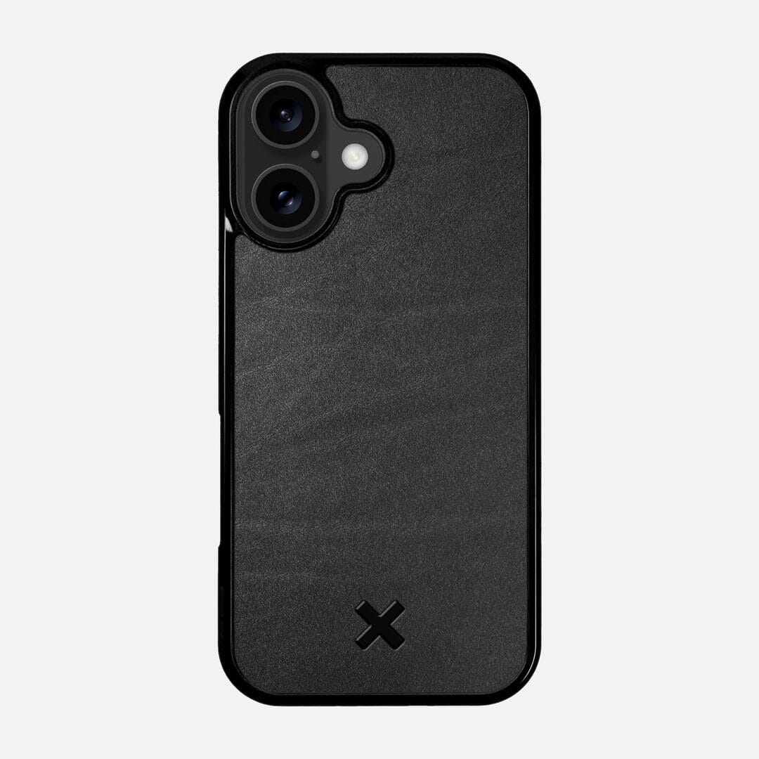 Charcoal Leather Case for the Apple iPhone 17 featuring a Genuine Leather backer with the Keyway X Mark#Phone Model_iPhone 17