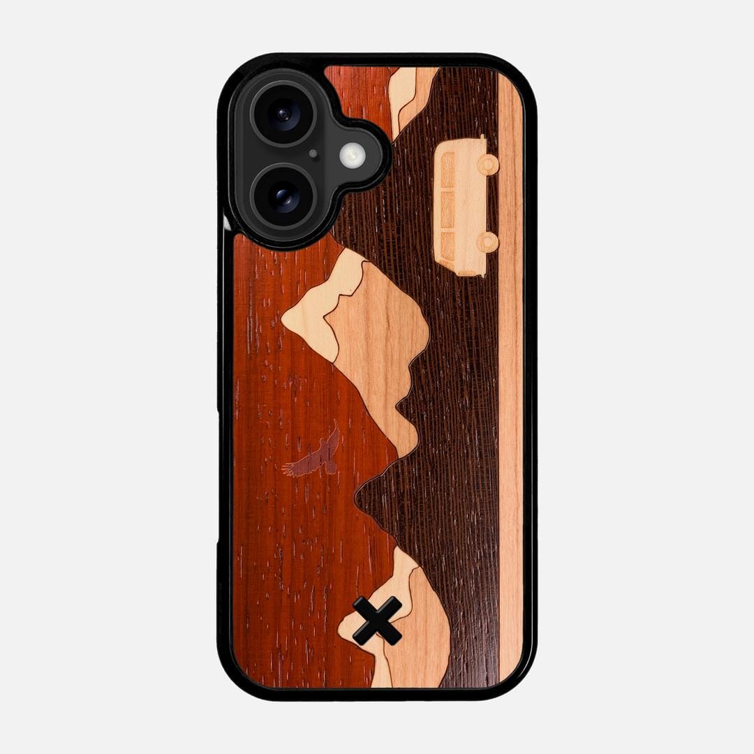 Cross Country Case for the Apple iPhone 17 featuring a Padauk, Maple, Cherry, and Wenge Wood backer with the Keyway X Mark#Phone Model_iPhone 17