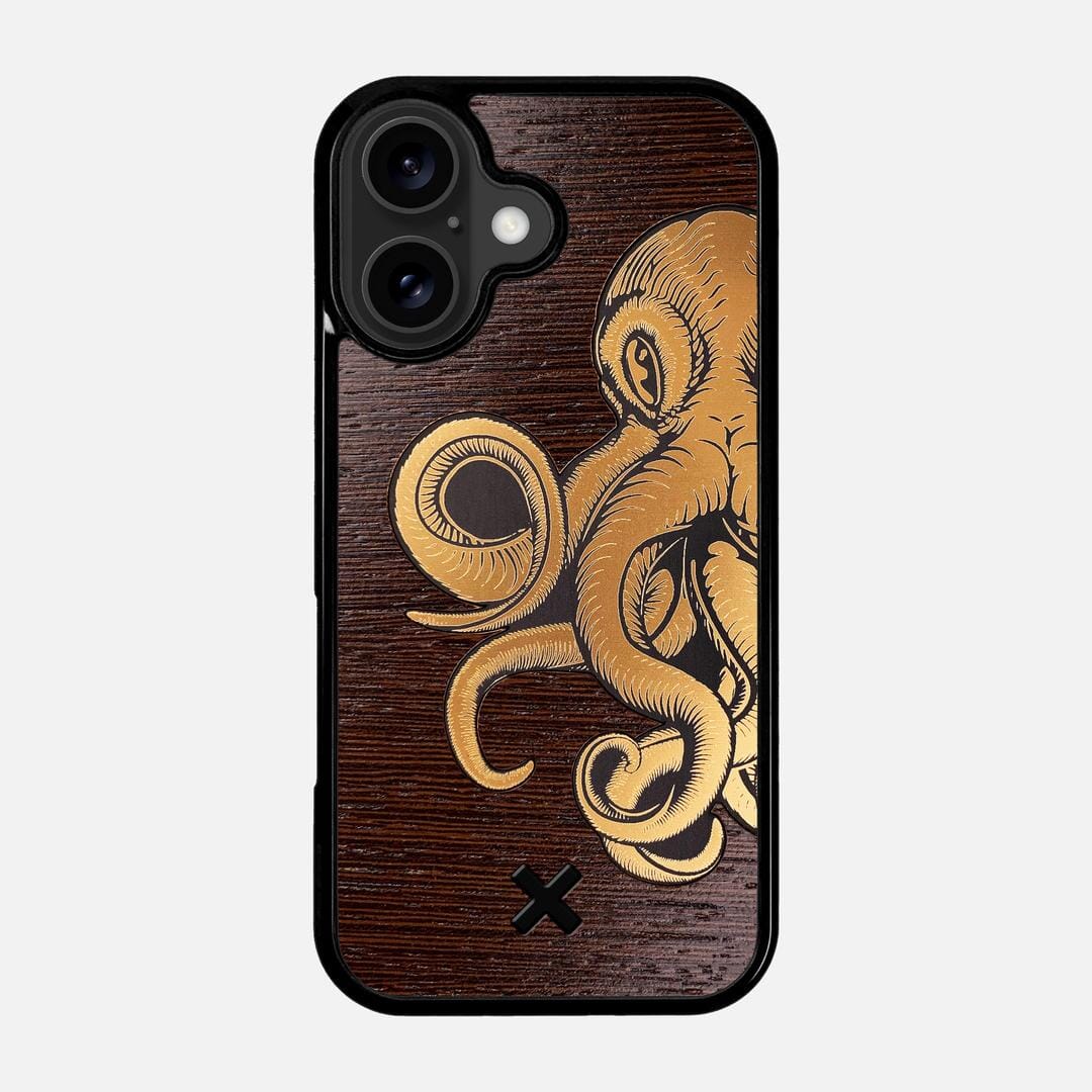 Kraken 2 Case for the Apple iPhone 17 featuring an Engraved Gold and Wenge Wood backer with the Keyway X Mark#Phone Model_iPhone 17