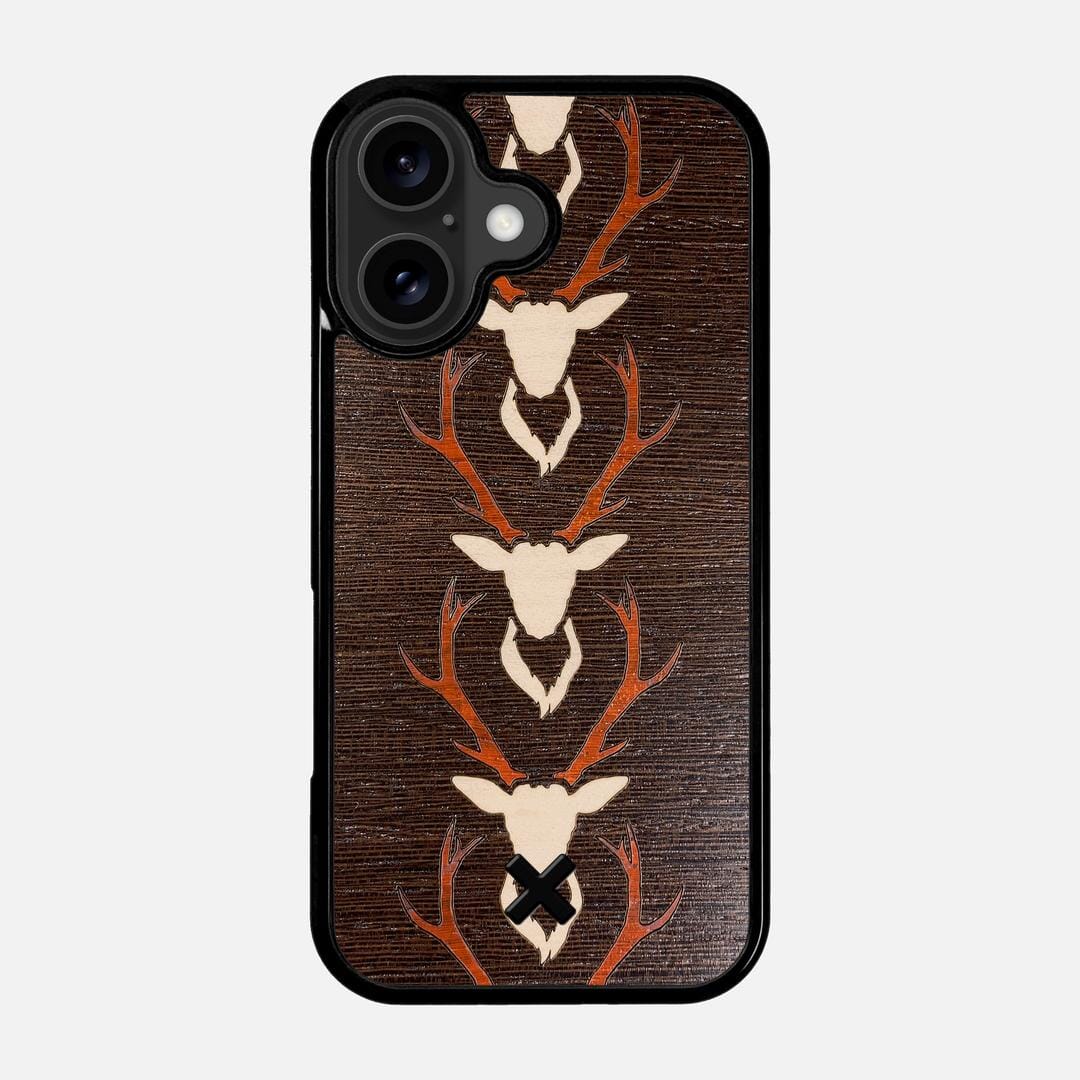 Stag Case for the Apple iPhone 17 featuring a Maple & Padauk Deer Inlay on a Wenge Wood backer with the Keyway X Mark#Phone Model_iPhone 17
